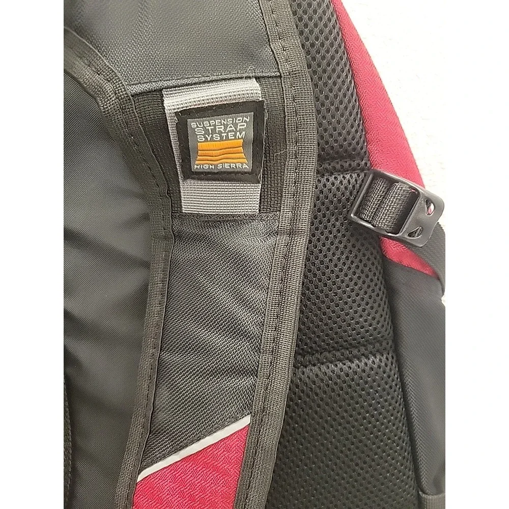 High Sierra Red Black Backpack Book School Travel Hiking Daypack‎ Multi Pocket